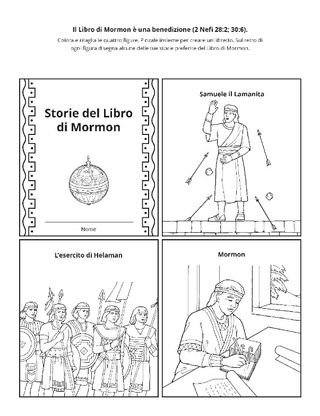 pagina delle attività: le storie del Libro di Mormon insegnano di Cristo