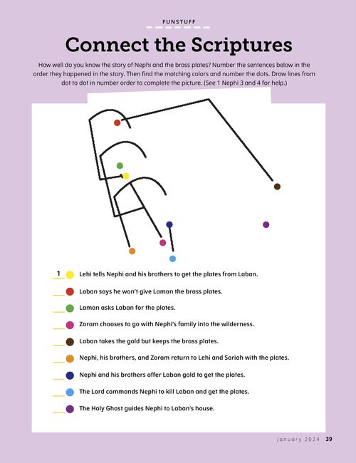 A connect-the-dots activity about scriptures