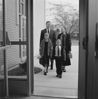 family going to church