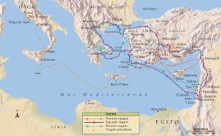 mapa das viagens missionárias de Paulo