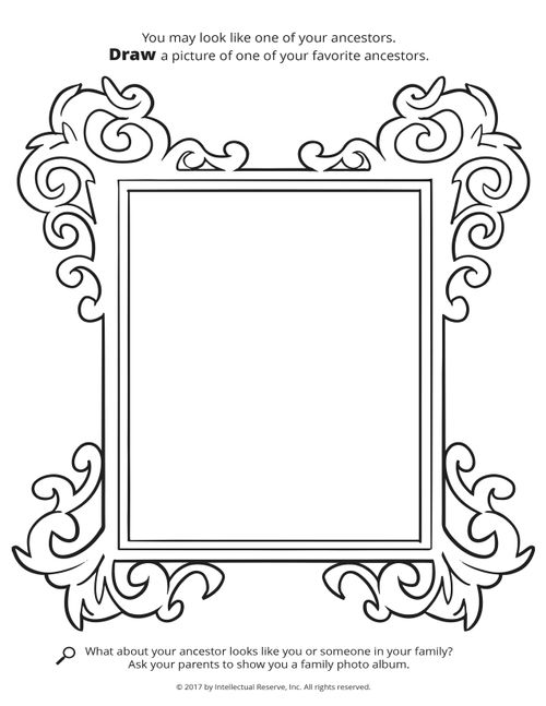 Line drawing of a picture frame with white space in the middle to draw or color on.