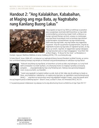 Handout 2: “Ang Kalalakihan, Kababaihan, at Maging ang mga Bata, ay Nagtrabaho nang Kanilang Buong Lakas”