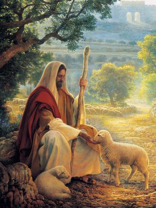 Christ with a lamb