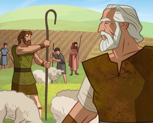 삽화: 사람들을 바라보는 노아 
창세기 6:5~13; 모세서 8:13~17