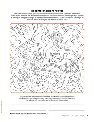 coloring page of Jesus calming the storm