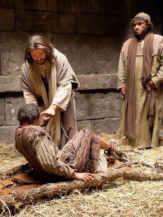 Jesus forgives and heals a man with palsy