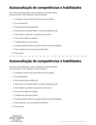 Autoavaliação de competências e habilidades