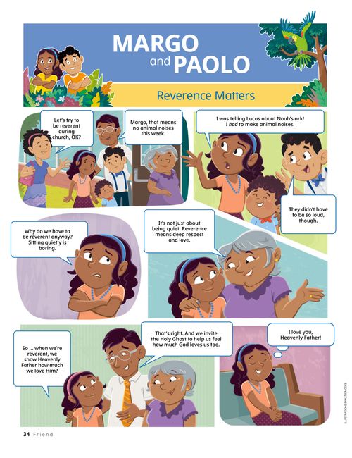 Story PDF with images of Margo and Paolo talking to their grandmother