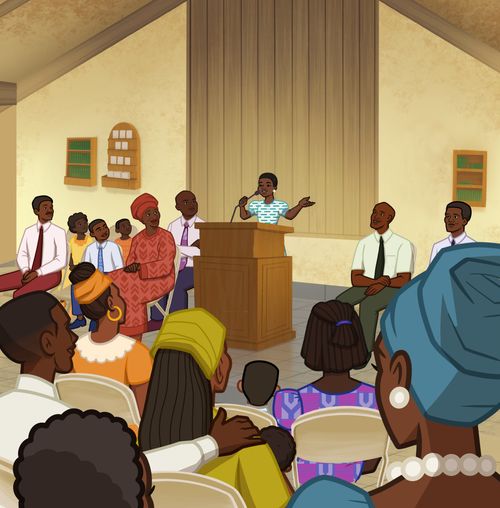 Saints in Ghana attending  a Church meeting.