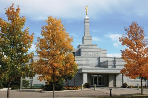 The Regina Saskatchewan Temple entrance and scenery on an autumn day.