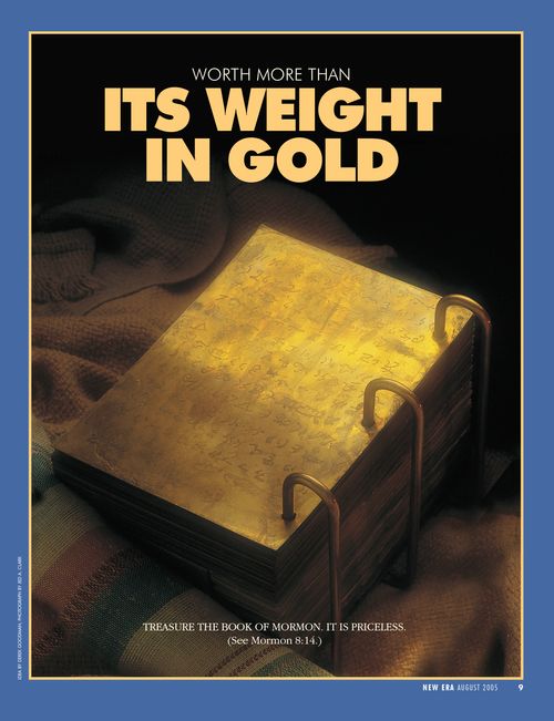 A poster showing the golden plates, paired with the words “Worth More Than Its Weight in Gold.”
