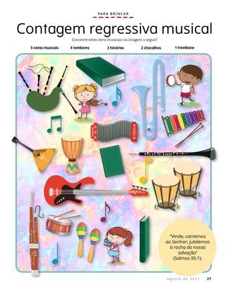 page with musical instruments scattered around