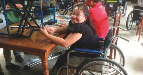 young woman participating in a service project