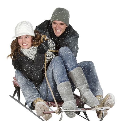 couple sledding