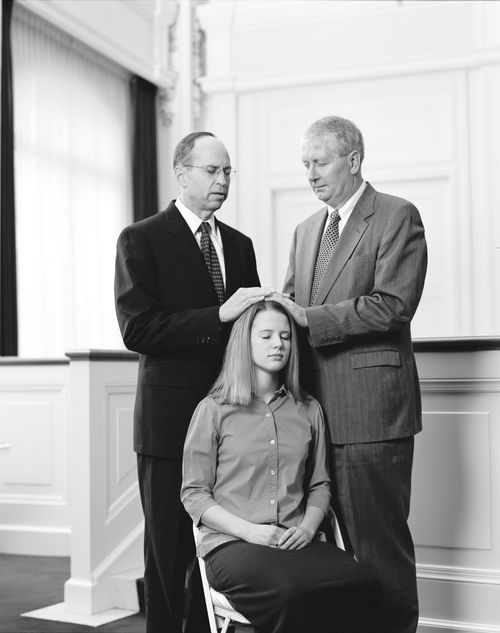 young woman being confirmed