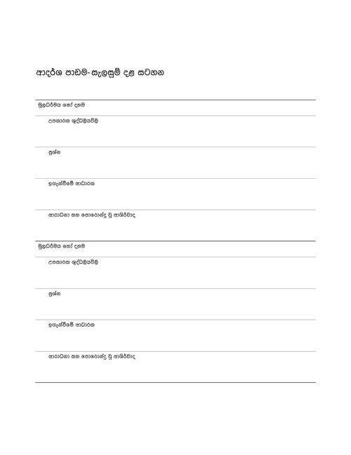 ආදර්ශ පාඩම-සැලසුම් දළ සටහන