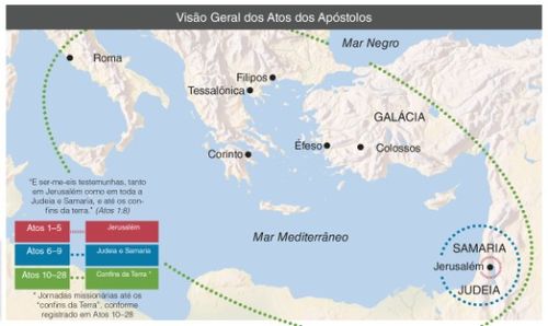 mapa, Visão Geral dos Atos dos Apóstolos