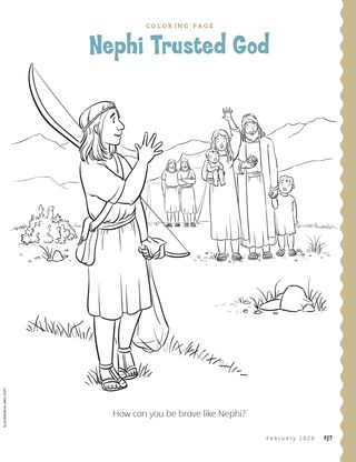 coloring page of Nephi with his bow