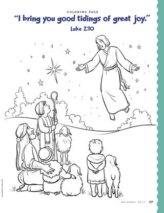 coloring page of angel visiting the shepherds
