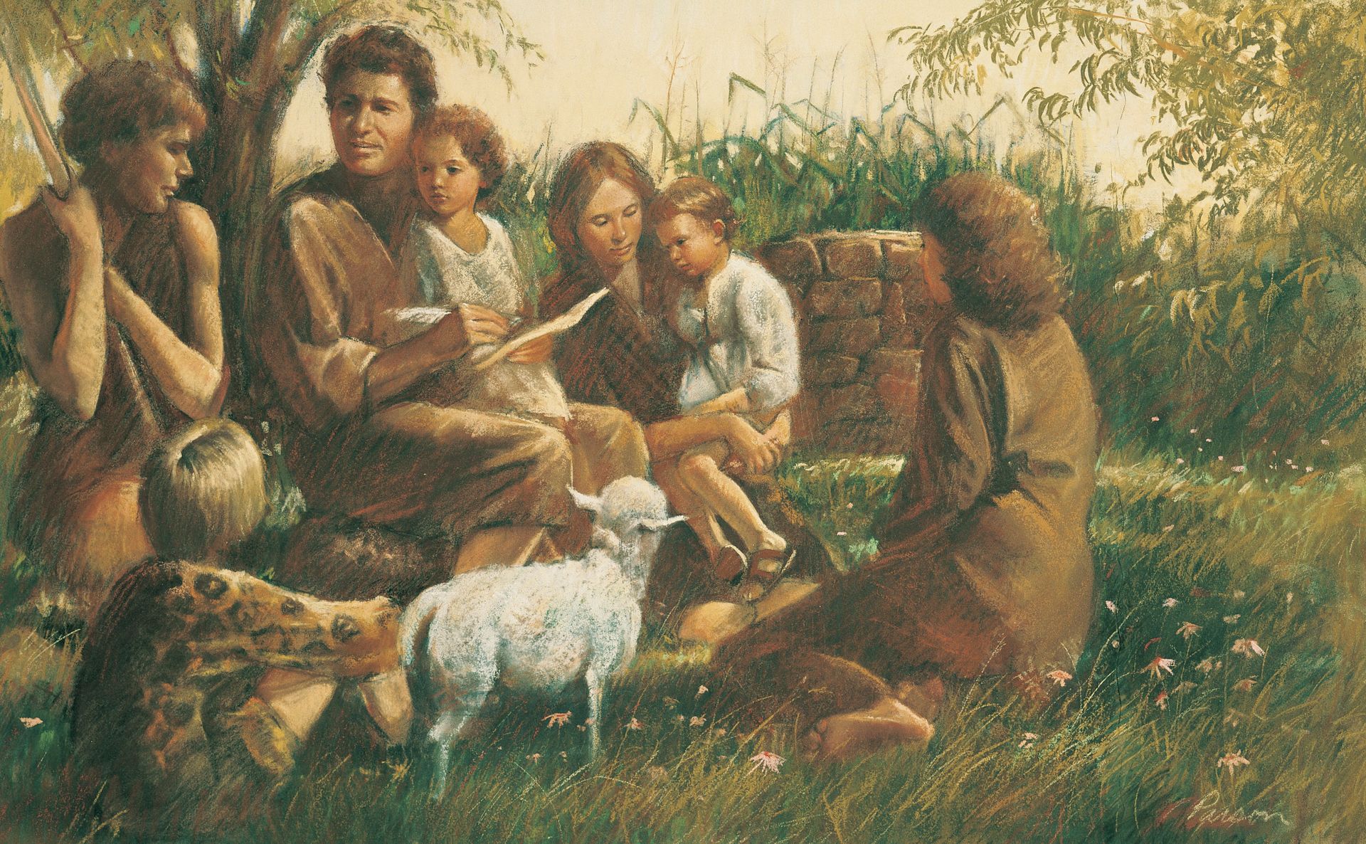 Adam og Eva underviser sine barn