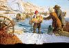 pioneers walking through frozen river