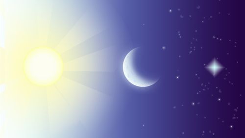 illustration of sun, moon, stars