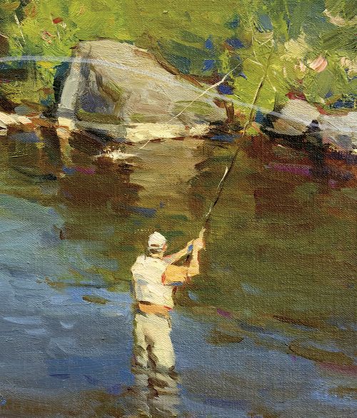 illustration of a man fishing in a river