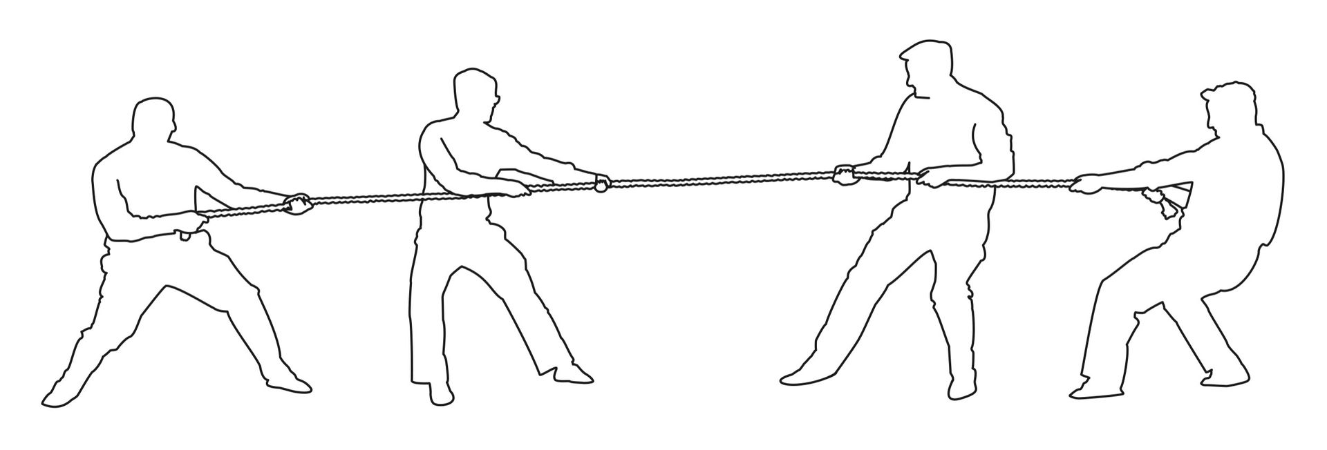 An illustration of figures playing tug-of-war.