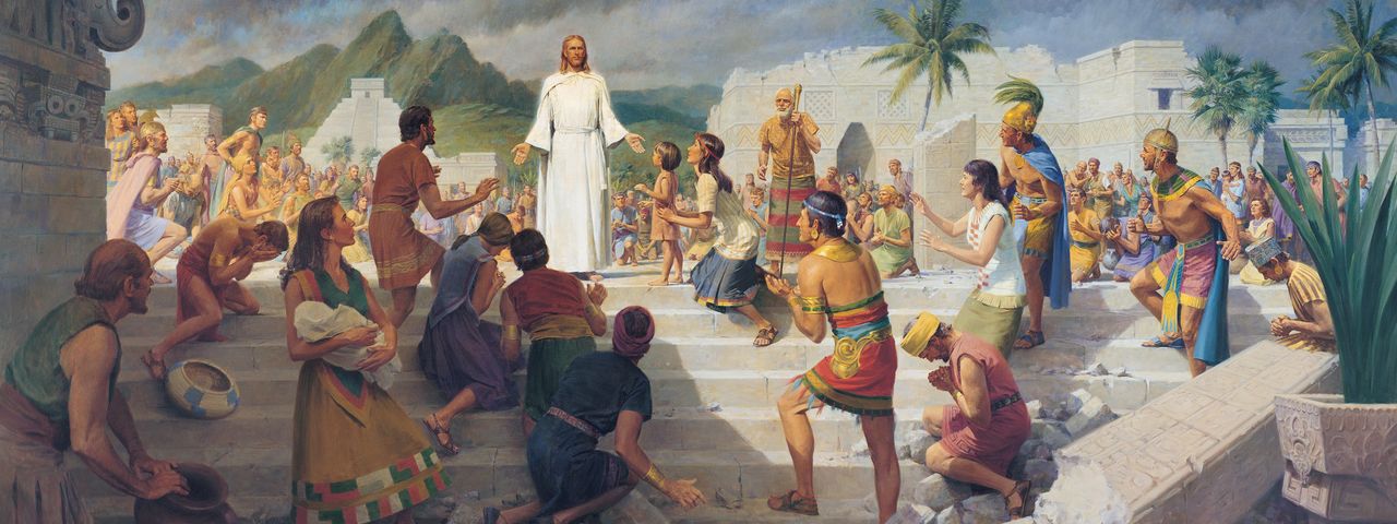 Jesus Christ appears to the people of the Ancient Americas in the Book of Mormon