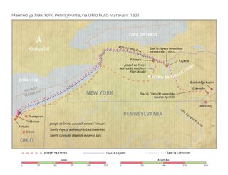 Ramani ya  New York, Pennsylvania, na Eneo la Ohio la Marekani, mwaka 1831 