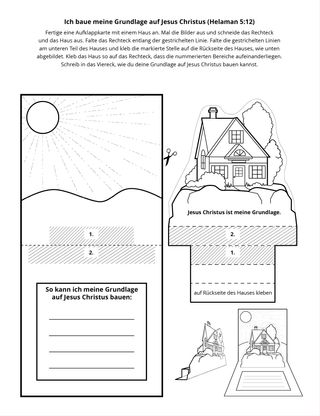 Seite mit der Aktivität: Ich baue meine Grundlage auf Jesus Christus