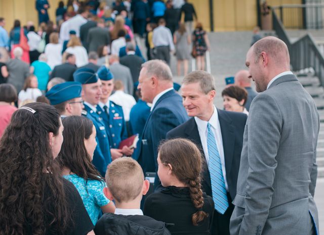 David A. Bednar visits the USAF Academy in May 2016.
