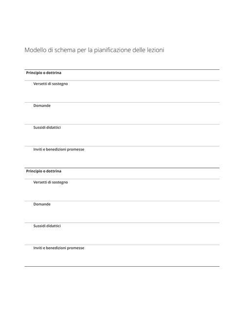 Modello di schema per la pianificazione delle lezioni