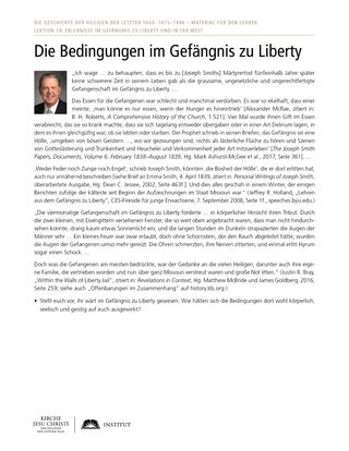 Arbeitsblatt: Die Bedingungen im Gefängnis zu Liberty