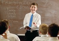 young man teaching class