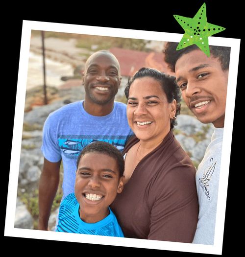 Antonio with his parents and his older brother