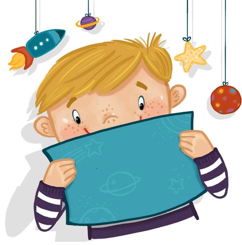 Boy reading invitation