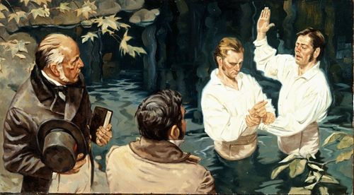 Painting of first baptism