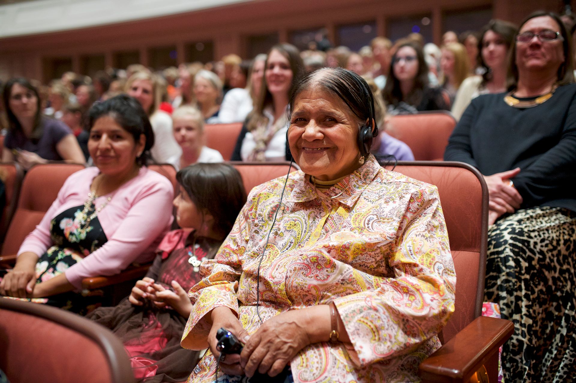 A group of women attend the general women’s session of general conference at the Conference Center.