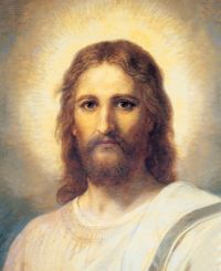 Jesus Christ in white robes