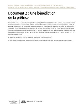 Document 2 : Une bénédiction de la prêtrise