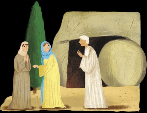 angel talking to women outside the tomb