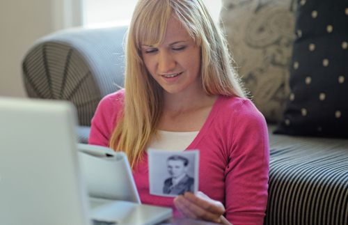 young woman at computer