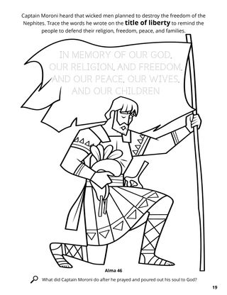 Moroni’s Title of Liberty coloring page