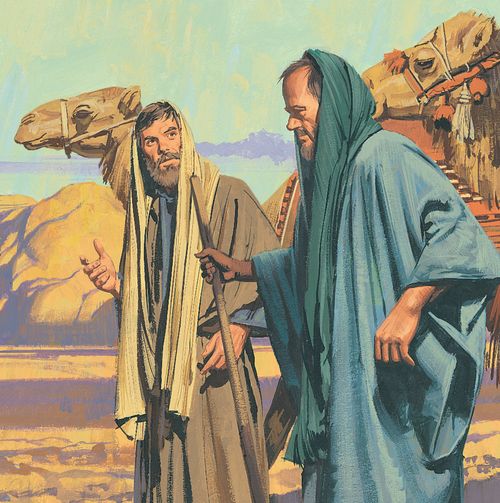 Paul walking with a friend on the road to Damascus. - ch.60-1