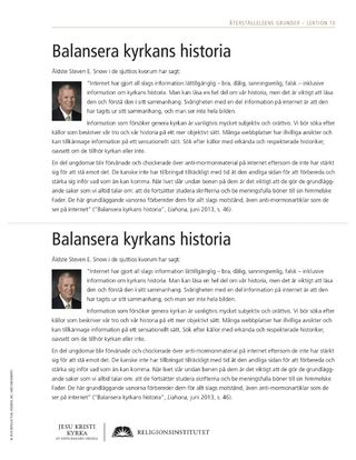 utdelningsblad, Balansera kyrkans historia