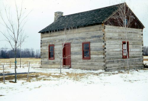 exterior of log cabin