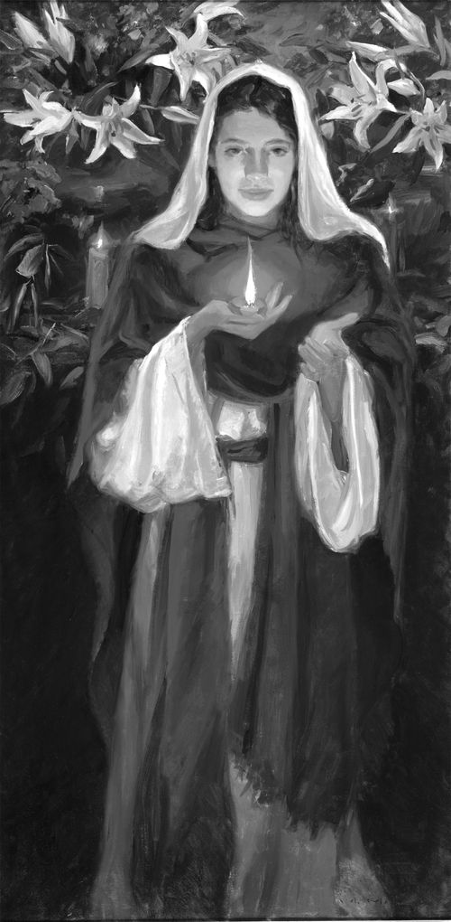 virgin with oil lamp