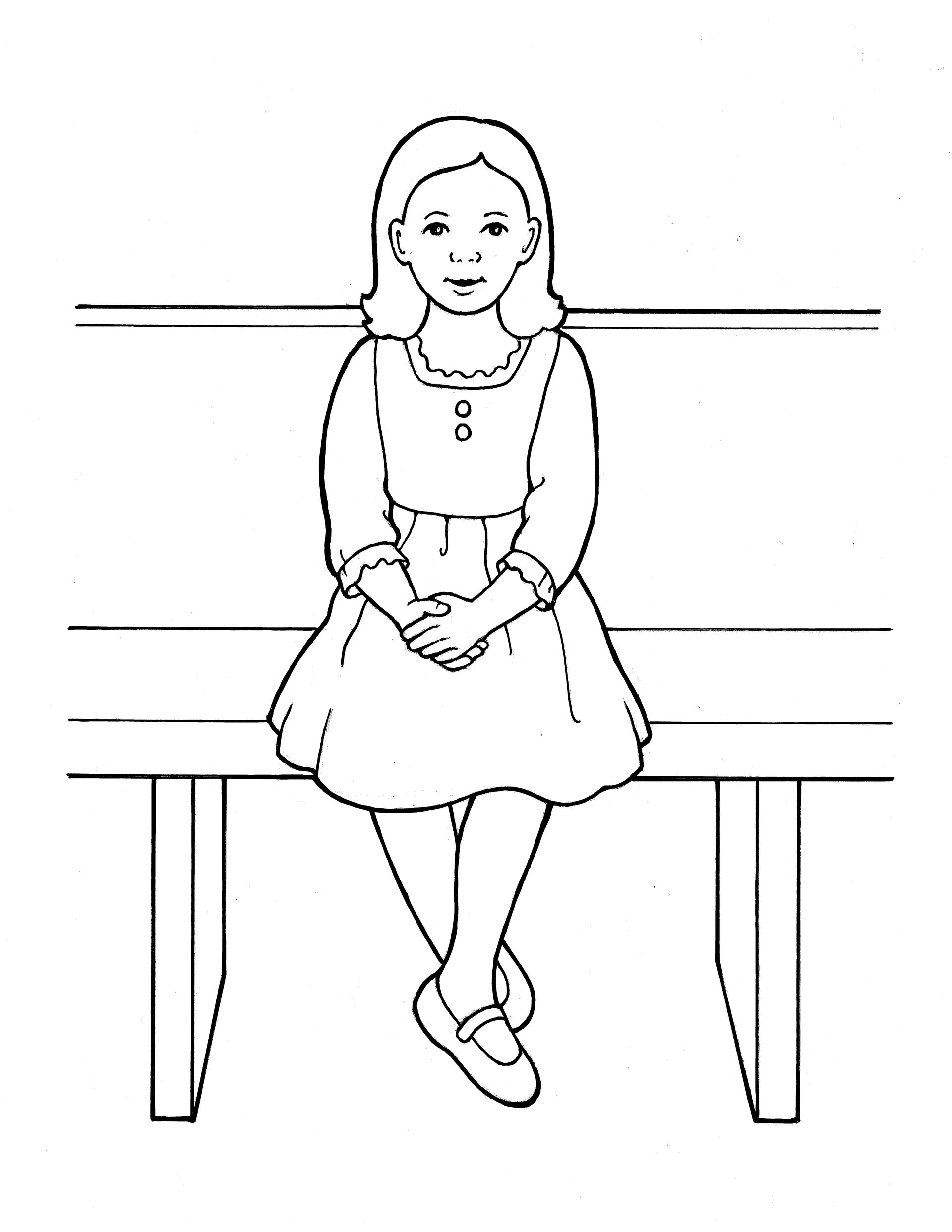 Reverence and Respect: Girl Sitting with Hands Folded