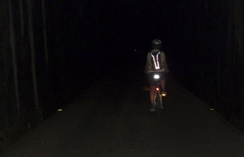 bicycle in tunnel with reflective light